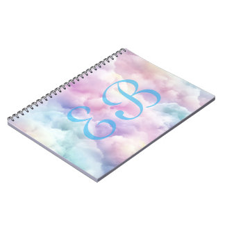 Caderno Espiral Monograma Personalizado Nuvem Moderno Minimalista