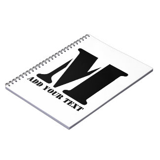Caderno Espiral Monograma Personalizado Preto Moderno Texto