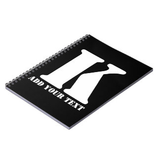 Caderno Espiral Monograma Personalizado Preto Moderno Texto Person