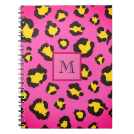 Caderno Espiral Monograma Pink Leopardo Imprime Chita Animal Inici