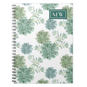 Caderno Espiral Monograma Plantação da felicidade Padrão Sucu