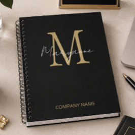 Caderno Espiral Monograma Preto de Negócios Modernos