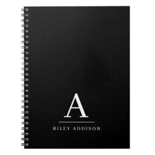Caderno Espiral Monograma preto e branco minimalista moderno