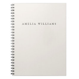 Caderno Espiral Monograma Preto e Marfim Minimalista Elegante
