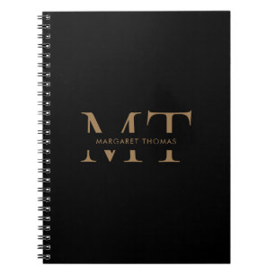 Caderno Espiral Monograma preto simples