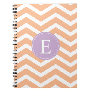 Caderno Espiral Monograma Púrpura de Cor Branca Laranja