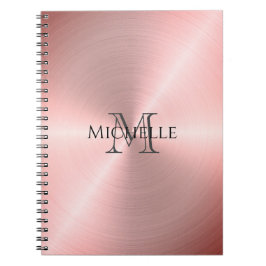 Caderno Espiral Monograma Radial Metálico rosa Dourado