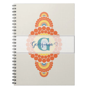 Caderno Espiral Monograma Radiante Egeu Verão Mandala Ornamental