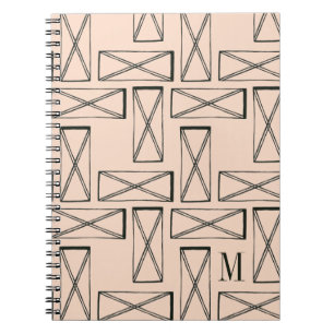Caderno Espiral Monograma Retângulo geométrico X Design