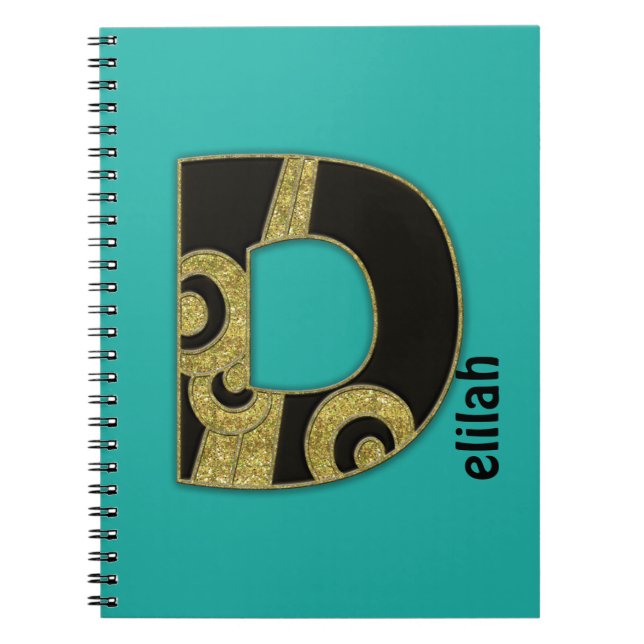 Caderno Espiral monograma retrô - D (Frente)