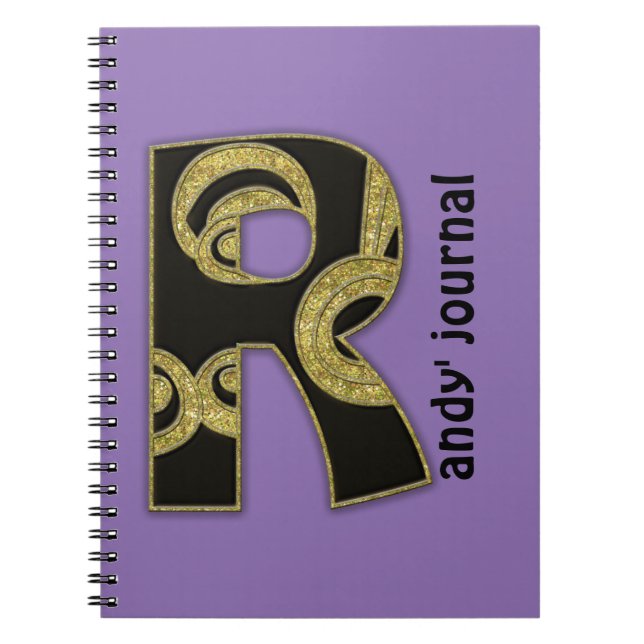 Caderno Espiral monograma retrô - R (Frente)