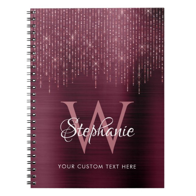 Caderno Espiral Monograma Rosa Dourado Sparkle (Frente)