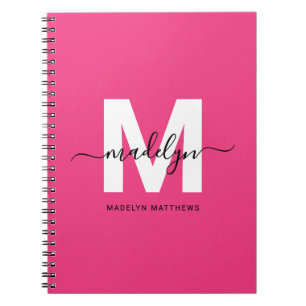 Caderno Espiral Monograma Rosa Personalizado