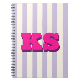 Caderno Espiral Monograma Rosa Personalizado, Iniciais Personaliza