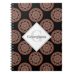 Caderno Espiral Monograma Safari Sunset Bohemian Bolinhas Mandala