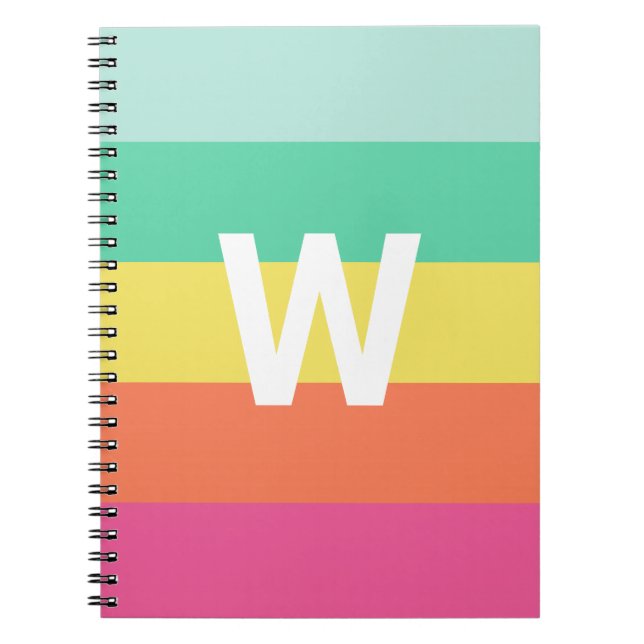 Caderno Espiral Monograma Sherbet Arco-íris Bloco de Cor Personali (Frente)