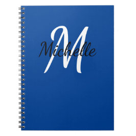 Caderno Espiral Monograma Simples em Azul Escuro