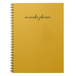 Caderno Espiral Monograma Simples Minimal Amarelo com Nome Complet