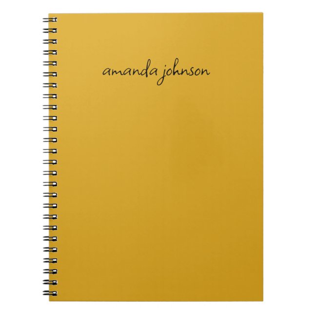 Caderno Espiral Monograma Simples Minimal Amarelo com Nome Complet (Frente)