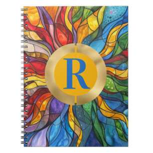Caderno Espiral Monograma Sol Mosaico Vidro Mantido