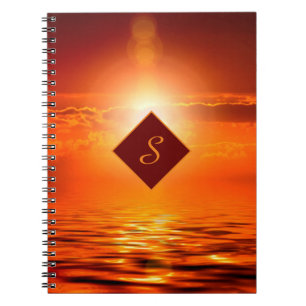 Caderno Espiral Monograma Sol set Orange Ouro Sky Sea of Dourado
