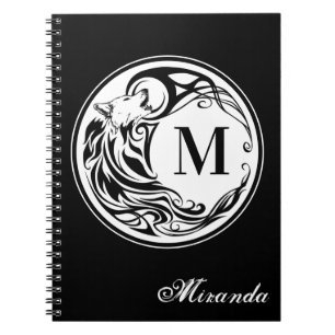 Caderno Espiral Monograma tribal do lobo