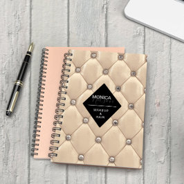 Caderno Espiral monograma tufado de ouro luxuoso