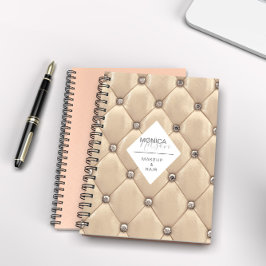 Caderno Espiral monograma tufado de ouro luxuoso