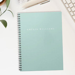Caderno Espiral Monograma Turquesa Minimalista Elegante