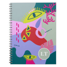 Monograma verde-abstrato, cor-de-rosa, de tendênci