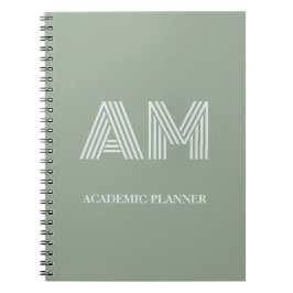 Caderno Espiral Monograma Verde de Chá Minimalista