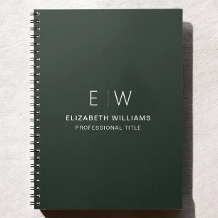 Caderno Espiral Monograma Verde Escuro Profissional Inicial