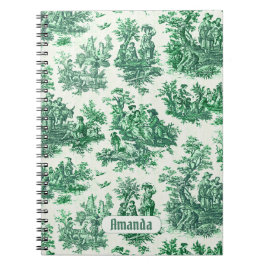 Caderno Espiral Monograma verde-floral de galhardetes