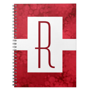 Caderno Espiral Monograma vermelho esbranquiçado