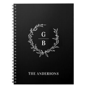 Caderno Espiral Monogramas Iniciais casal família coroa multifoto