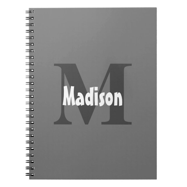 Caderno Espiral Monogramas Nome Casamento Dom Partido Favor Cinzas (Frente)