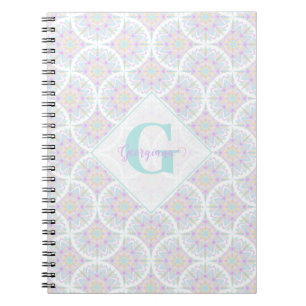 Caderno Espiral Monogramas Pastel Rainbow Sundae Mandala Art Deco