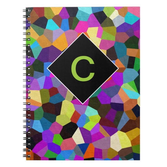 Caderno Espiral Monogrammed Confetti em tons de joias (Frente)