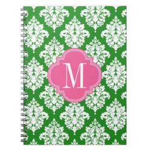 Caderno Espiral Monogrammed feito sob encomenda verde &