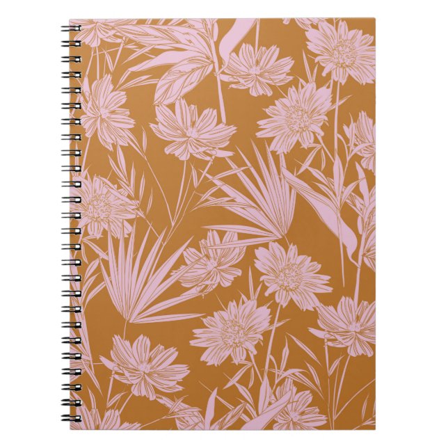 Caderno Espiral Monotone de flores de jardim moderno, sem desconti (Frente)