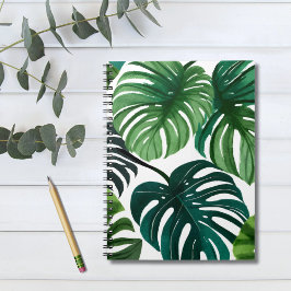 Caderno Espiral Monstera Deixa Aquarela