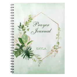 Caderno Espiral Monstera Deixa Dourada Frame Name Prayer Diário