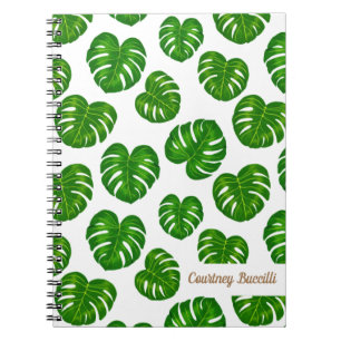 Caderno Espiral Monstera tropical verde deixa padrão