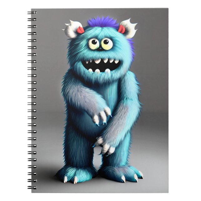 Caderno Espiral Monstro Azul Fluffy (Frente)