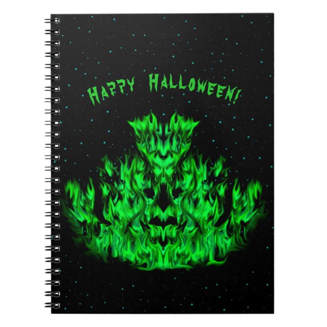 Caderno Espiral Monstro da Chama no céu estrelado (Frente)