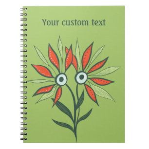 Caderno Espiral Monstro de Flor Personagem de Desenho Animado Fofo