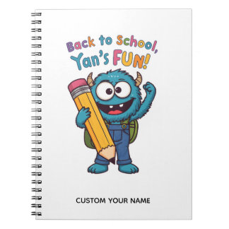 Caderno Espiral Monstro de Volta às Aulas | Cuteza de Criatura Azu