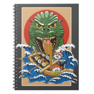 Caderno Espiral Monstro Japonês Sushi Lover