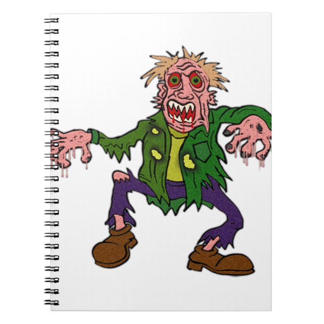 Caderno Espiral Monstro Zombie Verde das Halloween (Frente)