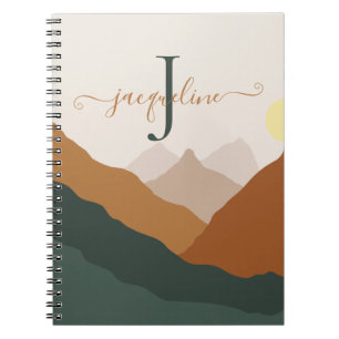 Caderno Espiral Montagens de Aquarela com Abstrato de Vintage Retr